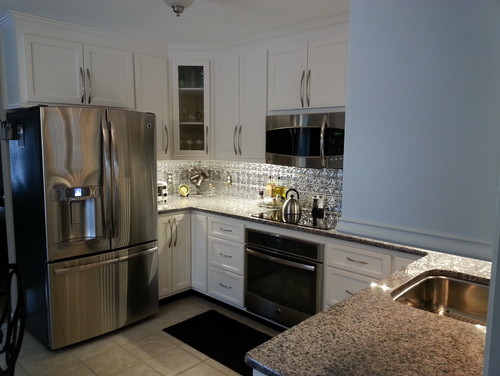 New Caledonia Granite Countertops White Cabinets Stone Dark Gray Kitchen